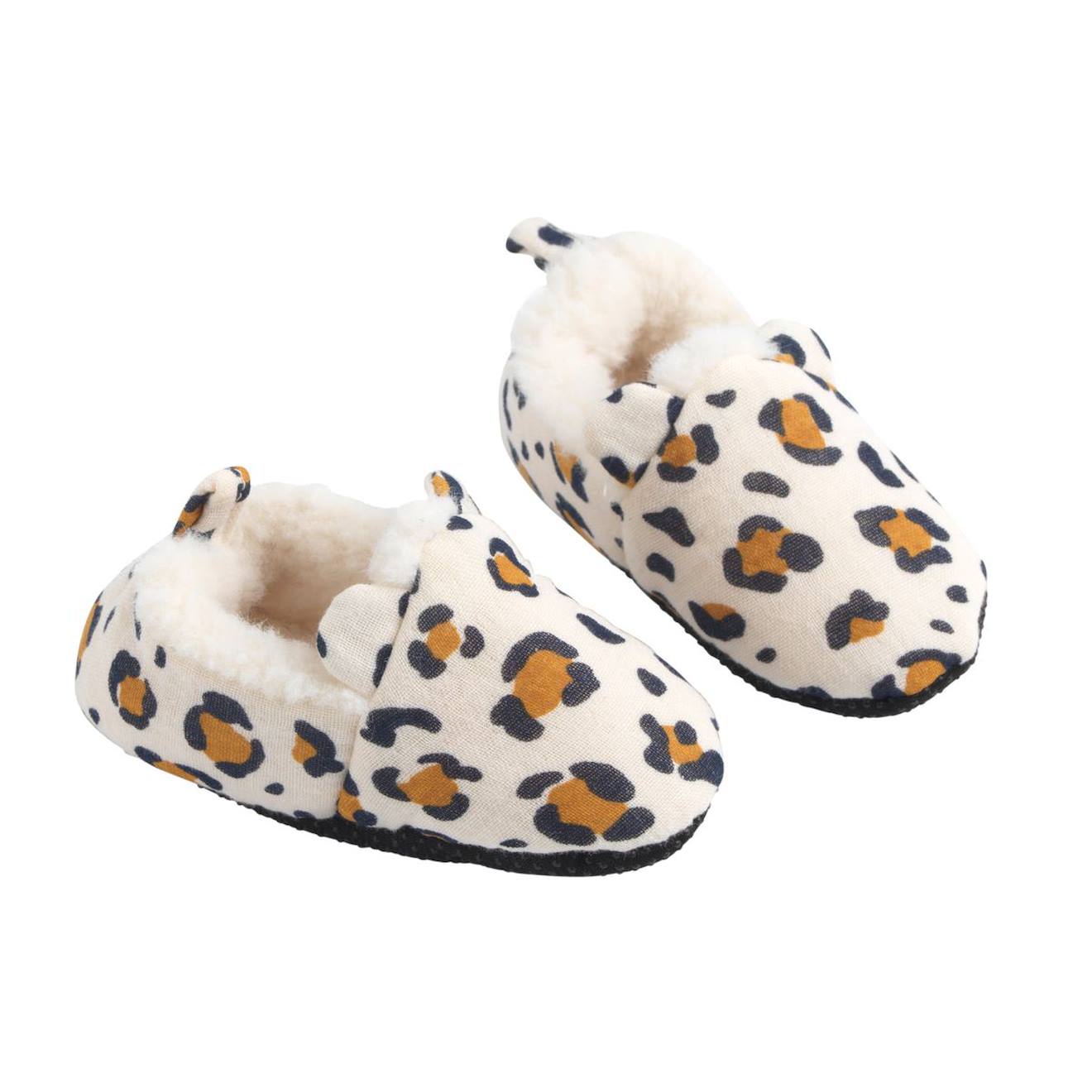 Chaussons Bébé Fourrés Imprimé Léopard - Leopard Ecru (Sauthon) - Couverture