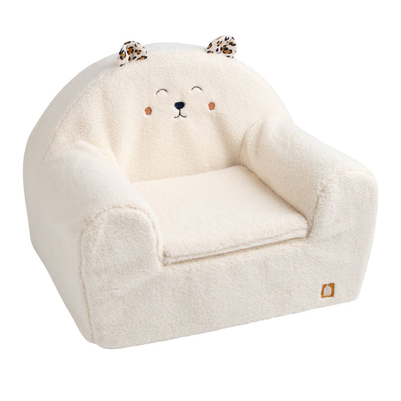Fauteuil Club Enfant En Sherpa Détails Léopard Ecru