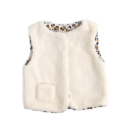 Bébé-Gilet sans manche bébé en sherpa et intérieur gaze de coton léopard