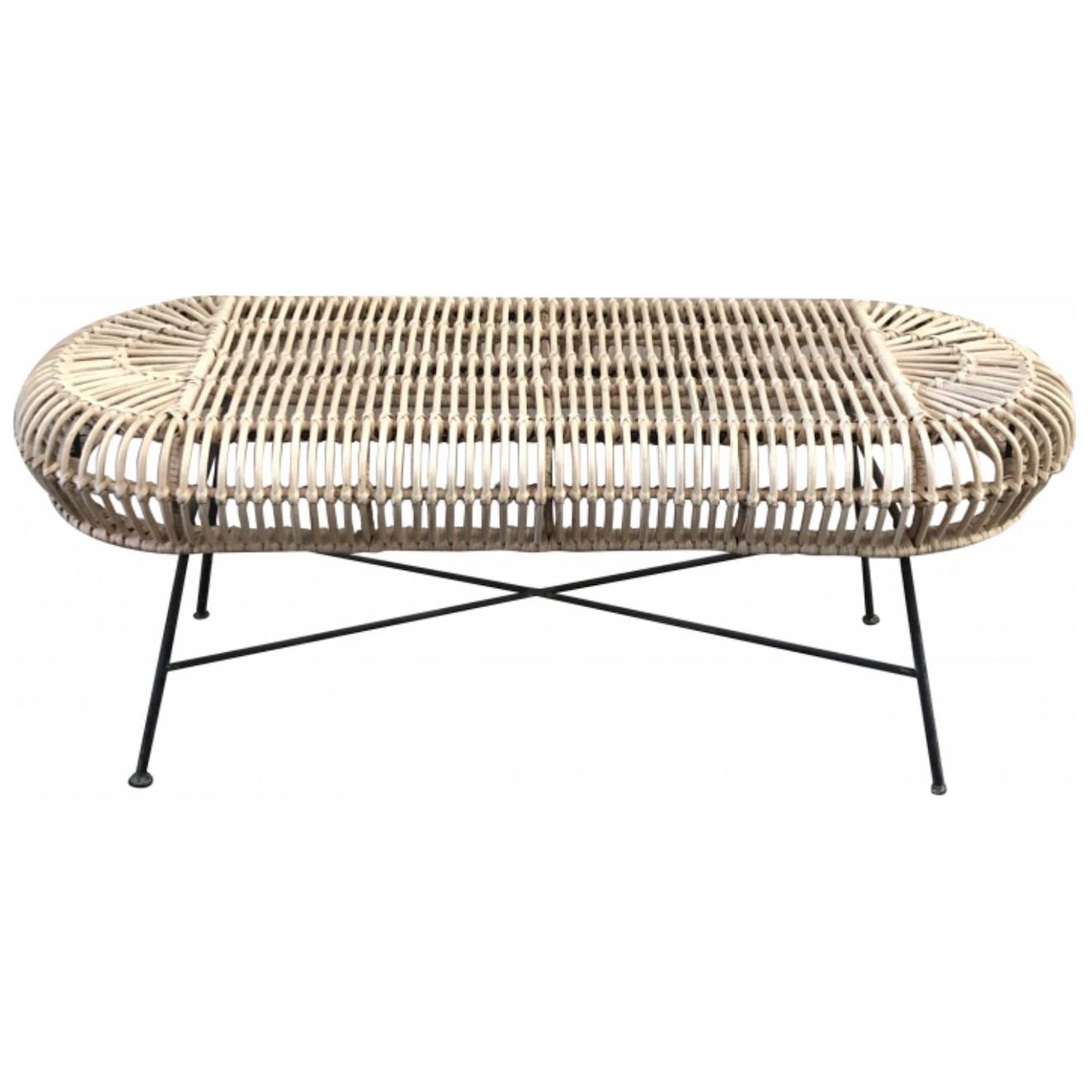 Banc Rotin Et Métal - Java Rotin Blanchi (Saudara) - Image 2
