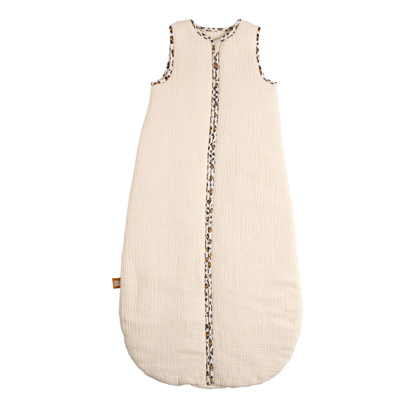 Gigoteuse Bébé Hiver En Gaze De Coton Détails Léopard Ecru