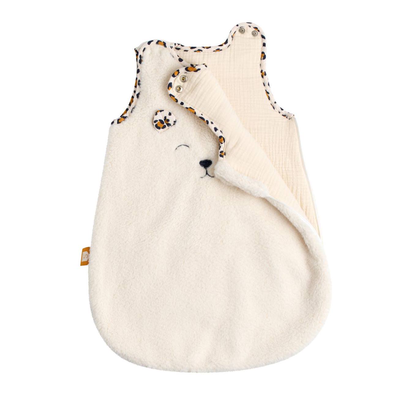 Gigoteuse Bébé Naissance Hiver En Sherpa Et Détails Léopard Ecru (Sauthon) - Image 1