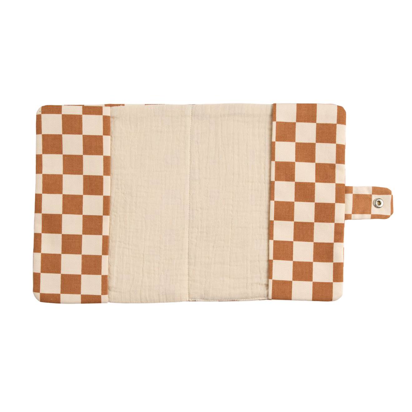 Protège Carnet De Santé Damier En Coton - Petit Chou Caramel (Sauthon) - Image 1