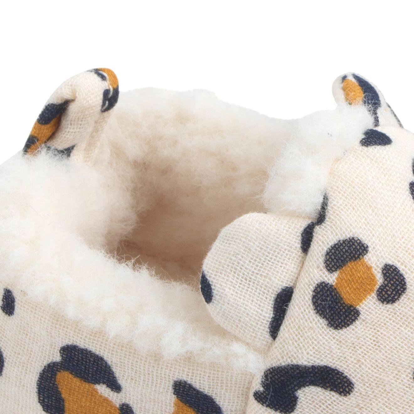 Chaussons Bébé Fourrés Imprimé Léopard - Leopard Ecru (Sauthon) - Image 1