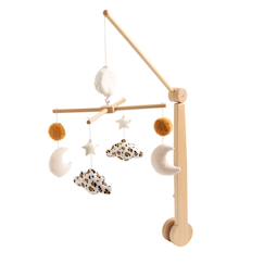 Puériculture-Mobile musical bébé en bois avec 4 jouets - leopard