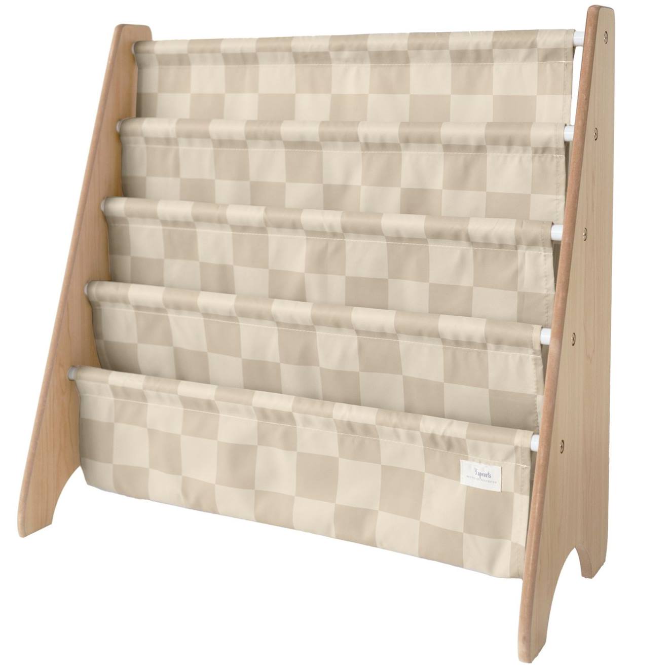 Bibliothèque En Tissu Recyclé Damier Beige Beige, Écru