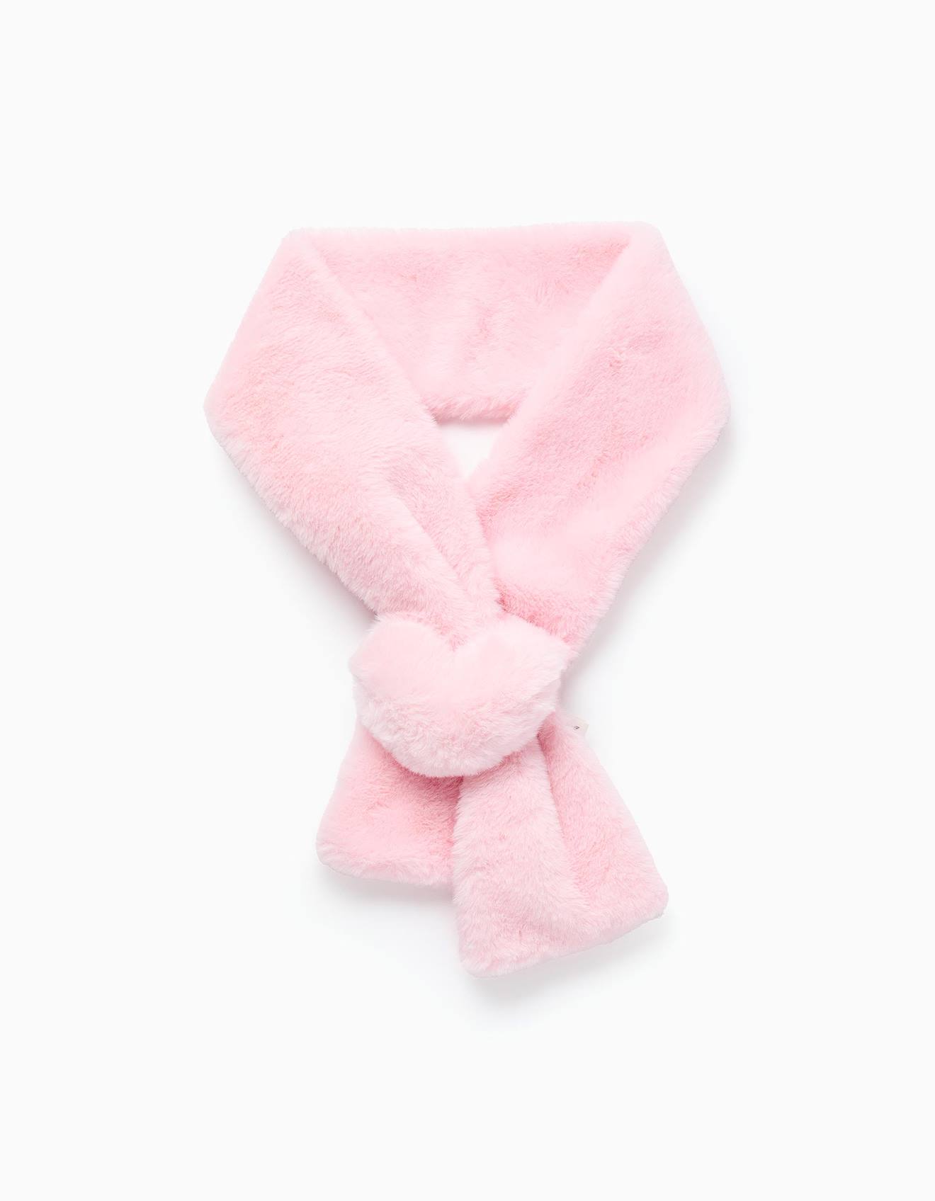 Écharpe En Peluche Douce Synthétique Avec Cœur 3d Rose Clair