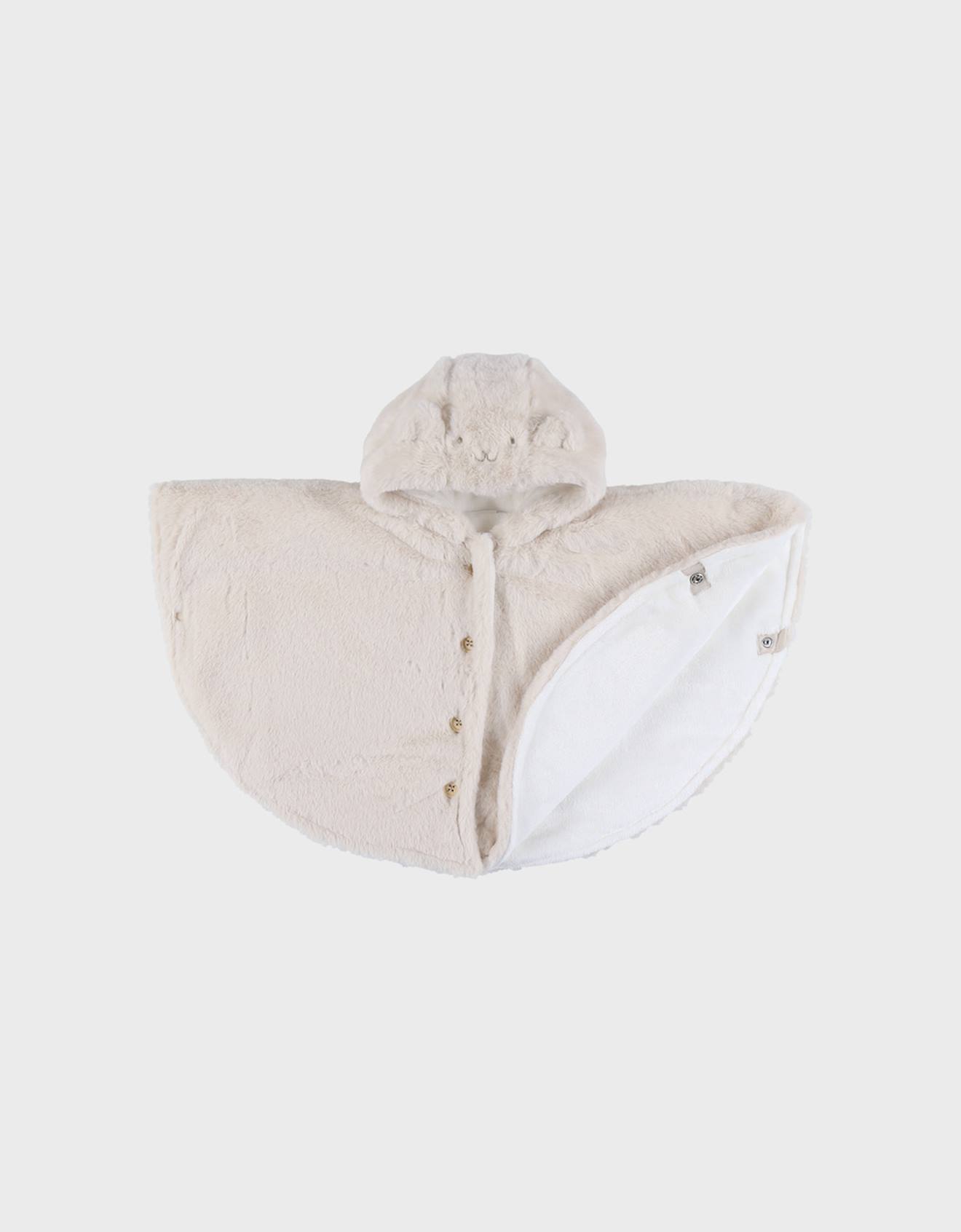 Manteau Poncho Bébé En Fausse Fourrure Beige