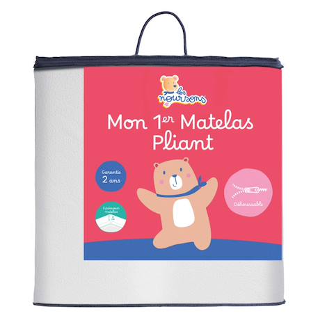 Les Noursons - Matelas Pliant Bébé De Voyage - Déhoussable Blanc