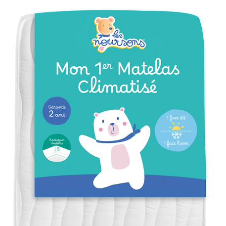 Les Noursons - Matelas Bébé Climatisé - Face Été / Hiver Blanc