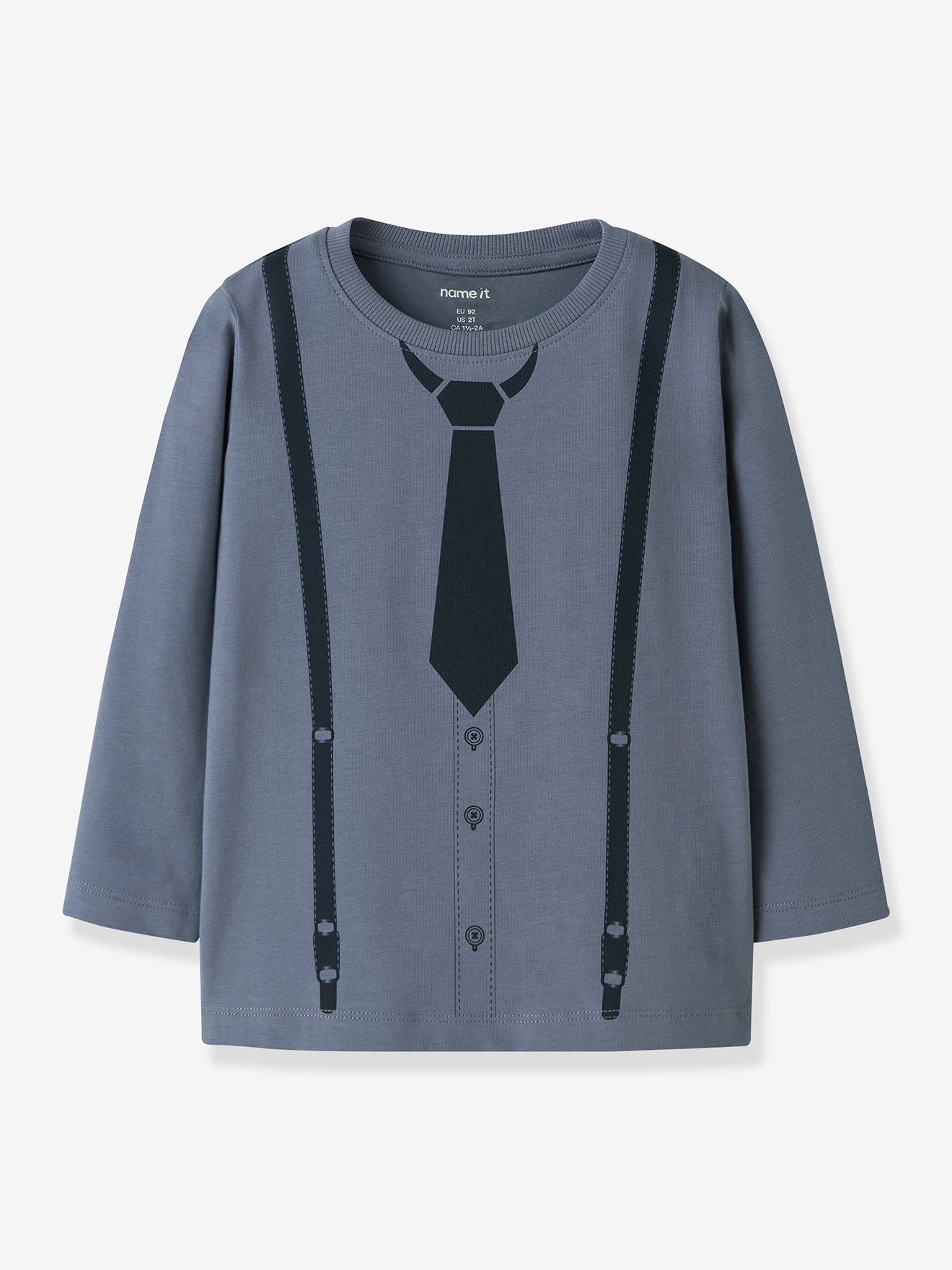 T-shirt à manches longues NMMRYDER garçon NAME IT Boxy-Fit bleu grisé