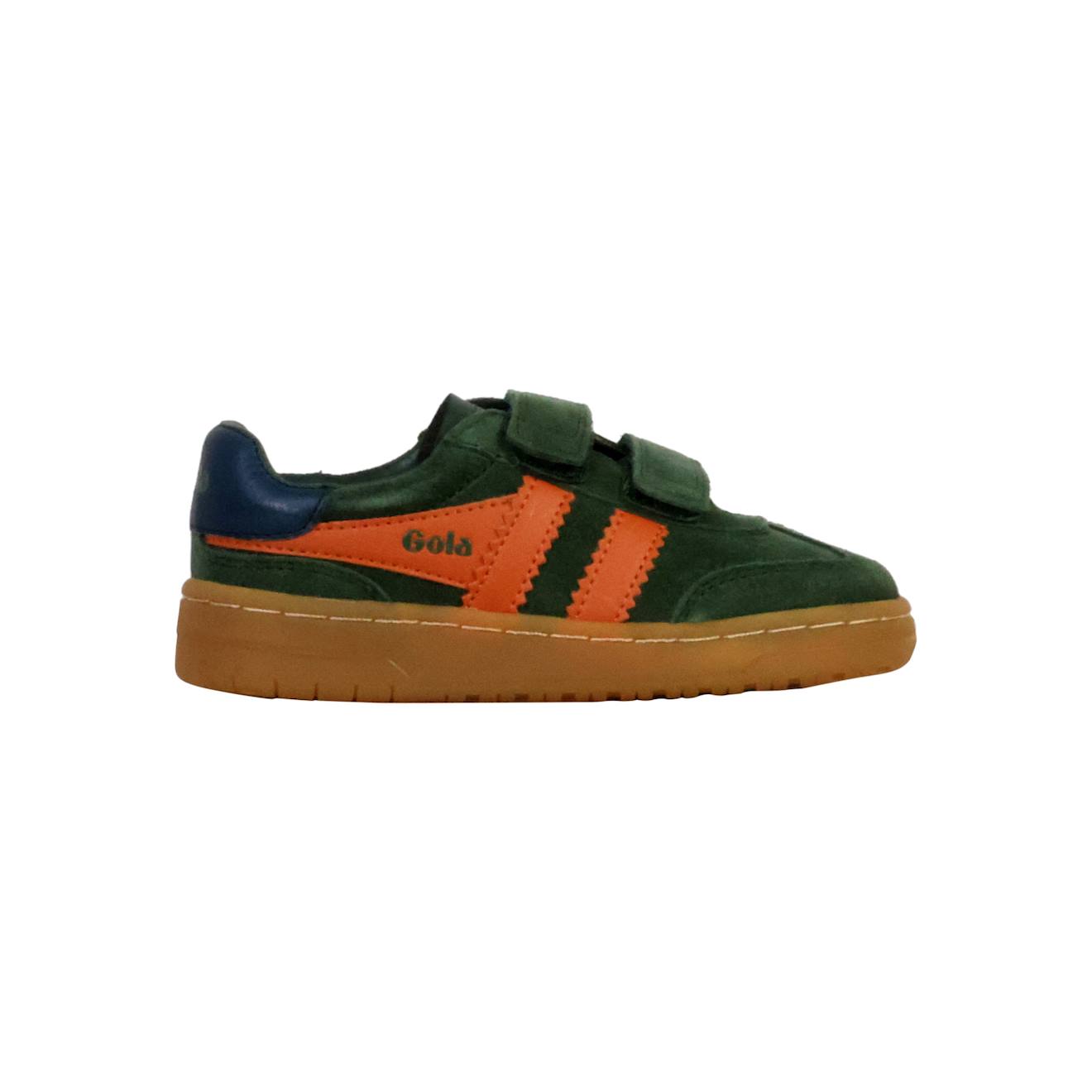 Baskets Enfant Basses À Scratch Vert Orange Moody Marine Gomme