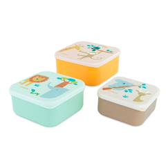 Puériculture-Repas-Vaisselle, coffret repas-Sanckbox-3 boîtes à  lunch jungle