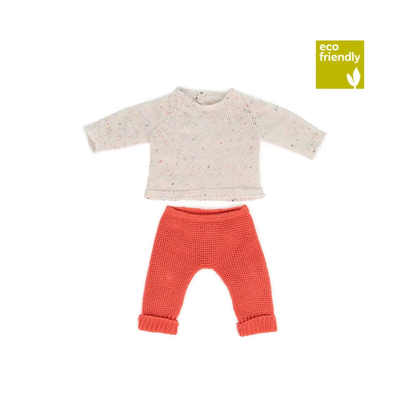 Ensemble Tricoté 38cm - Pull Et Pantalon Rouge