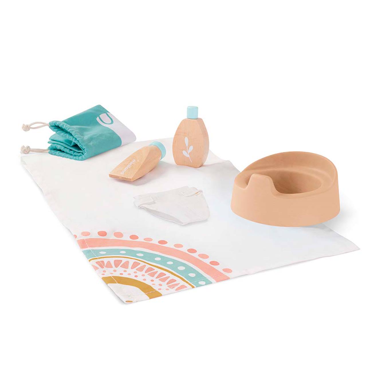 Ensemble D´hygiène En Bois Pour Poupées Marron