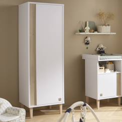 Armoire 1 porte détail imitation bois texturé et pieds bois - paloma  - vertbaudet enfant