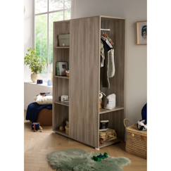 -Meuble de rangement avec étagères et penderie en décor bois - up