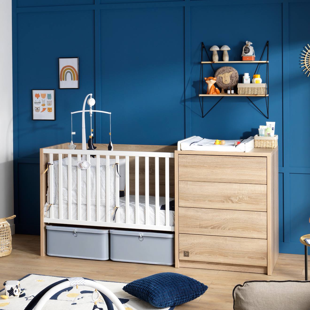 Lit Bébé Combiné Évolutif - Antonin Marron