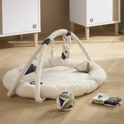 Jouet-Tapis d'éveil rond en bouclette coton bio - petit nuage