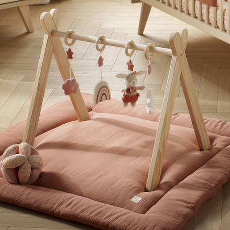 Sauthon - Arche D'éveil Bois Avec 4 Jouets Beige/rose