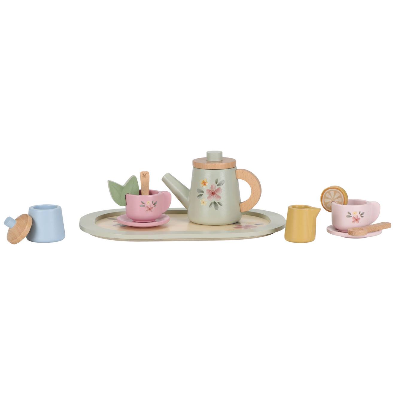Service à thé en bois avec tasses colorées, tranches de citron, sachets de thé – jeu d'imitation pour enfants 3-6 ans DINETTE - Jeux - Jouets