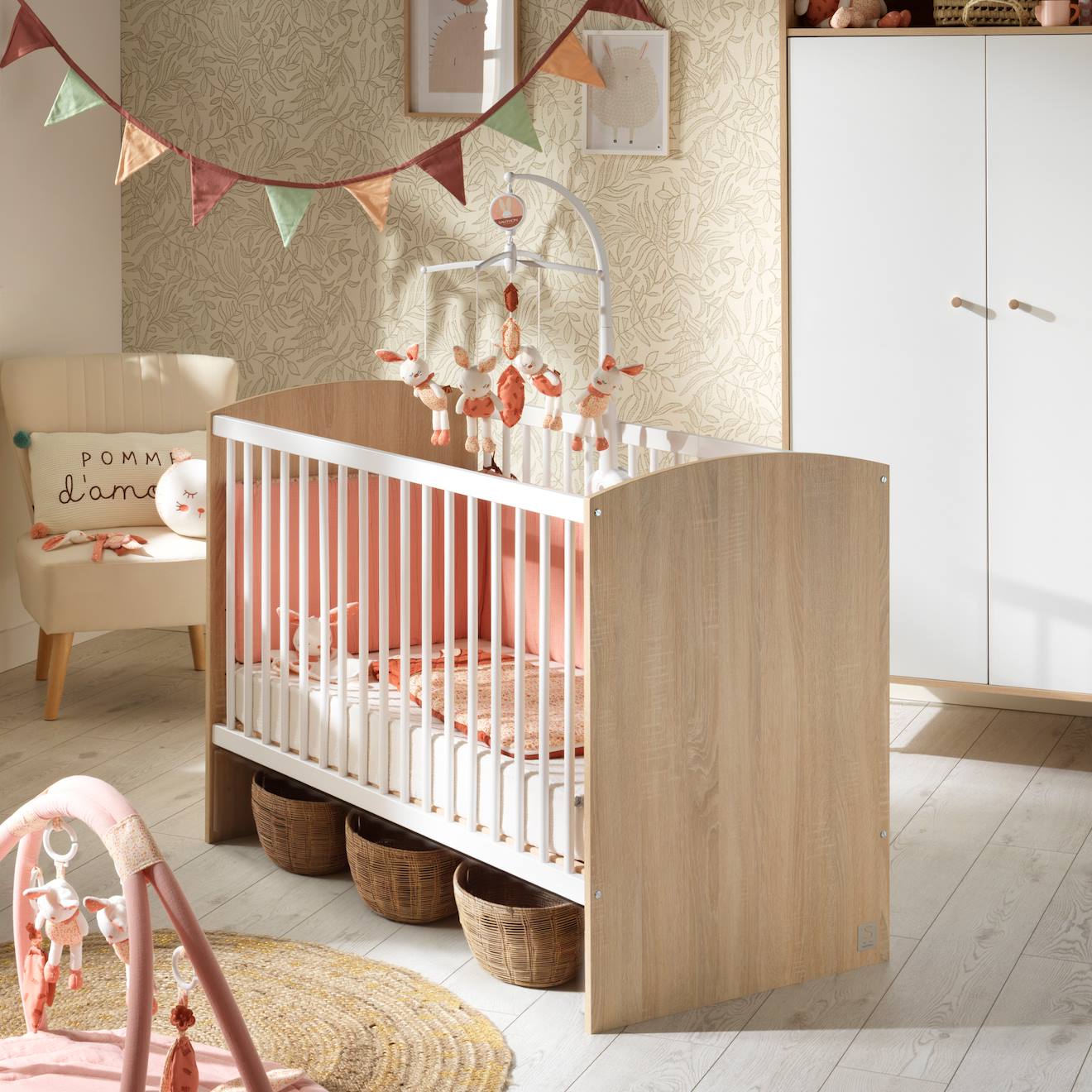 Lit Bébé À Barreaux - Access Marron/blanc