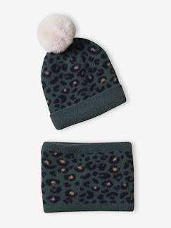 Ensemble « léopard » fille bonnet + snood  - vertbaudet enfant