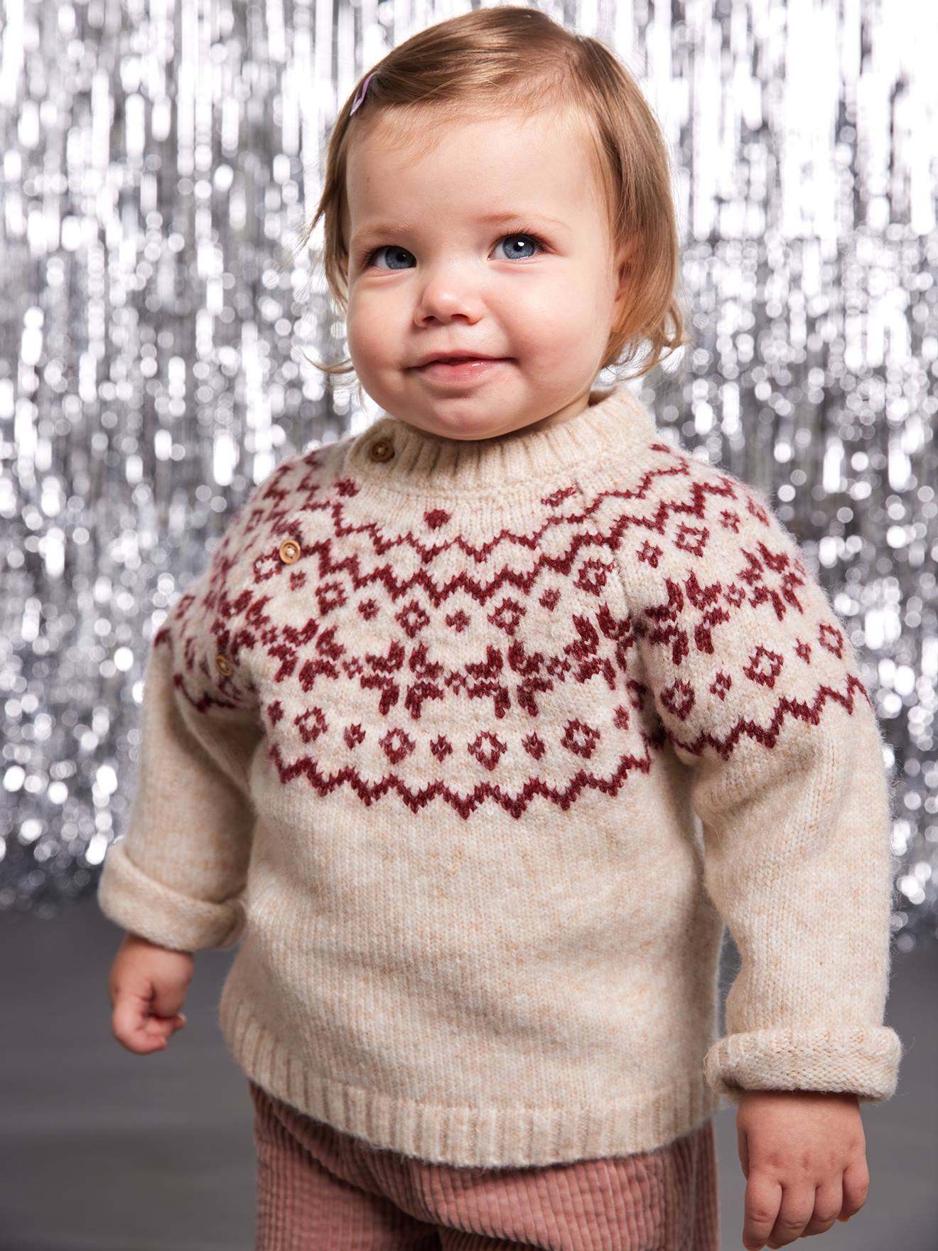 Pull bébé jacquard noël capsule famille écru