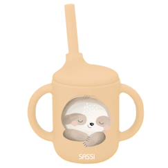 Puériculture-Gobelet en silicone avec poignées et paille animaux