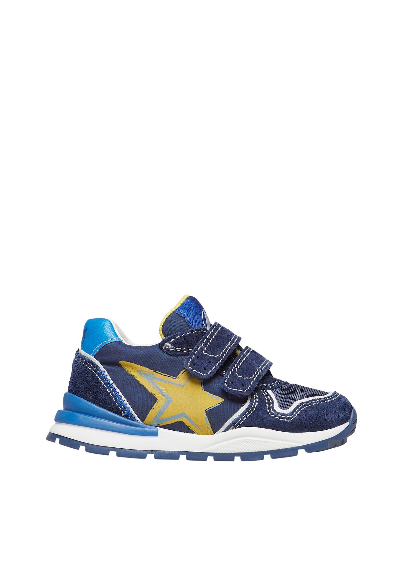 Baskets En Suède Et Tissu Technique Roy 2 Vl. Bleu-jaune-