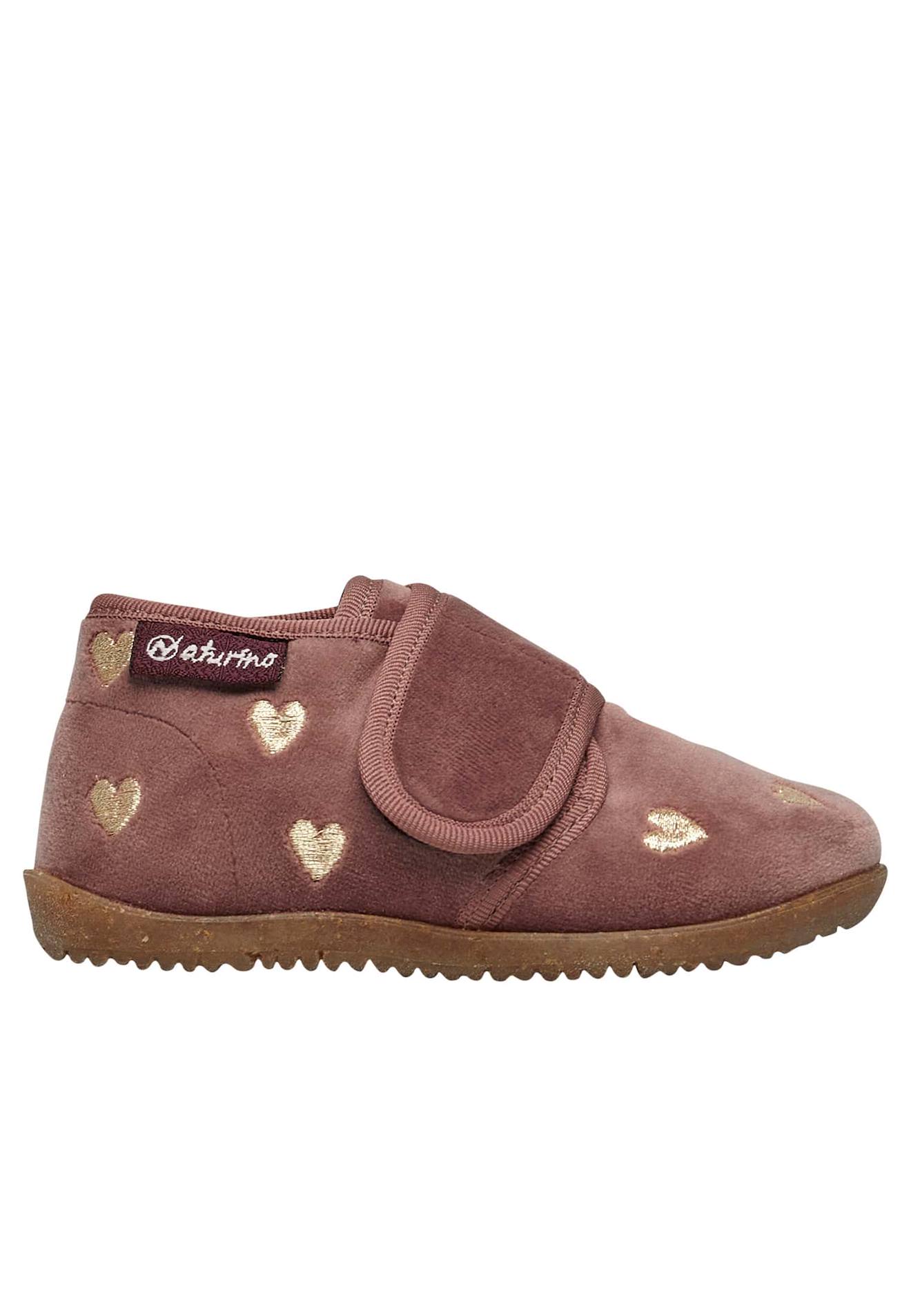 Chaussons En Velours Avec Cœurs Naitie Rose Antique-