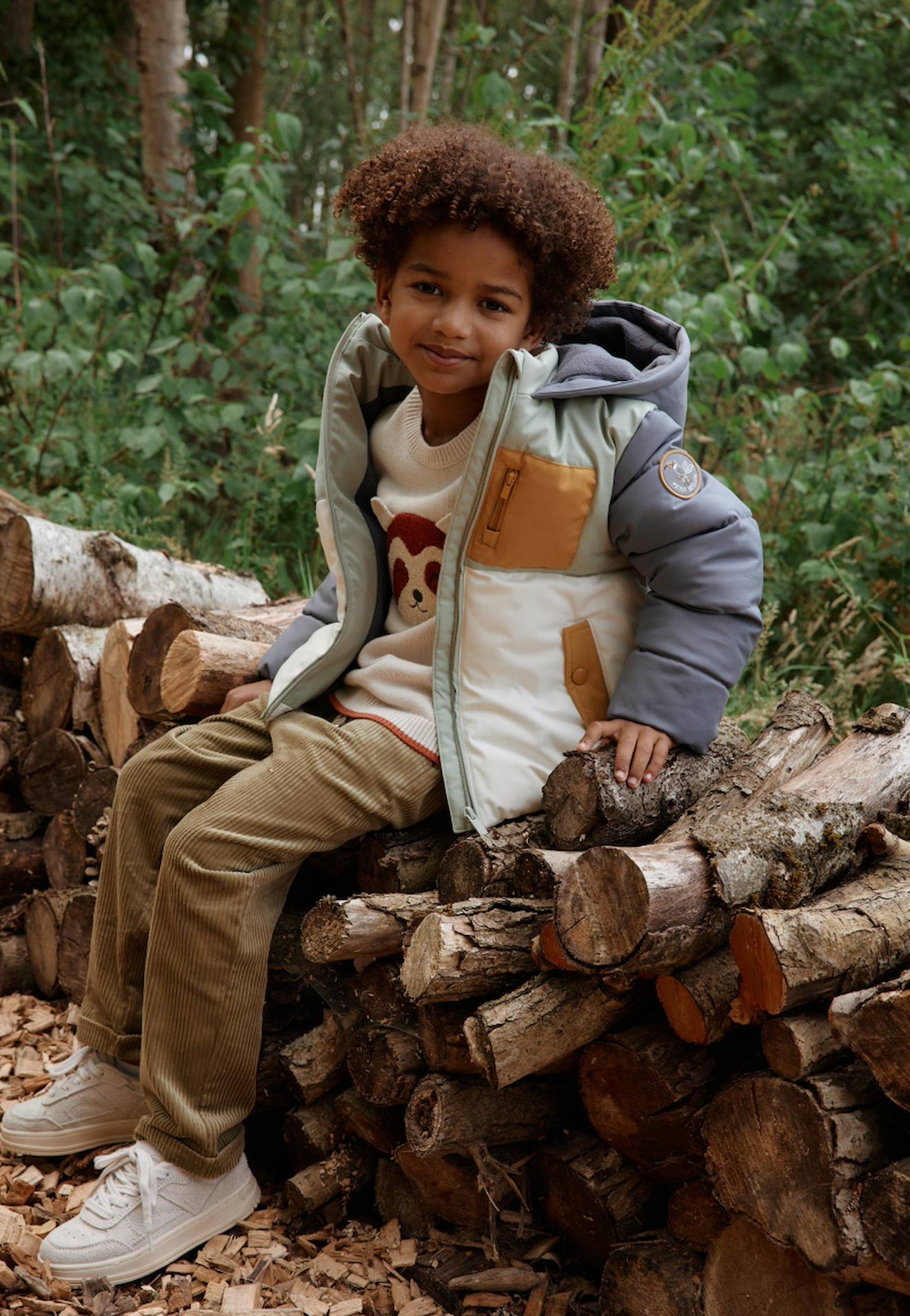 Doudoune Enfant Imperméable Doublée Polaire Avec Capuche Boavista Kaki