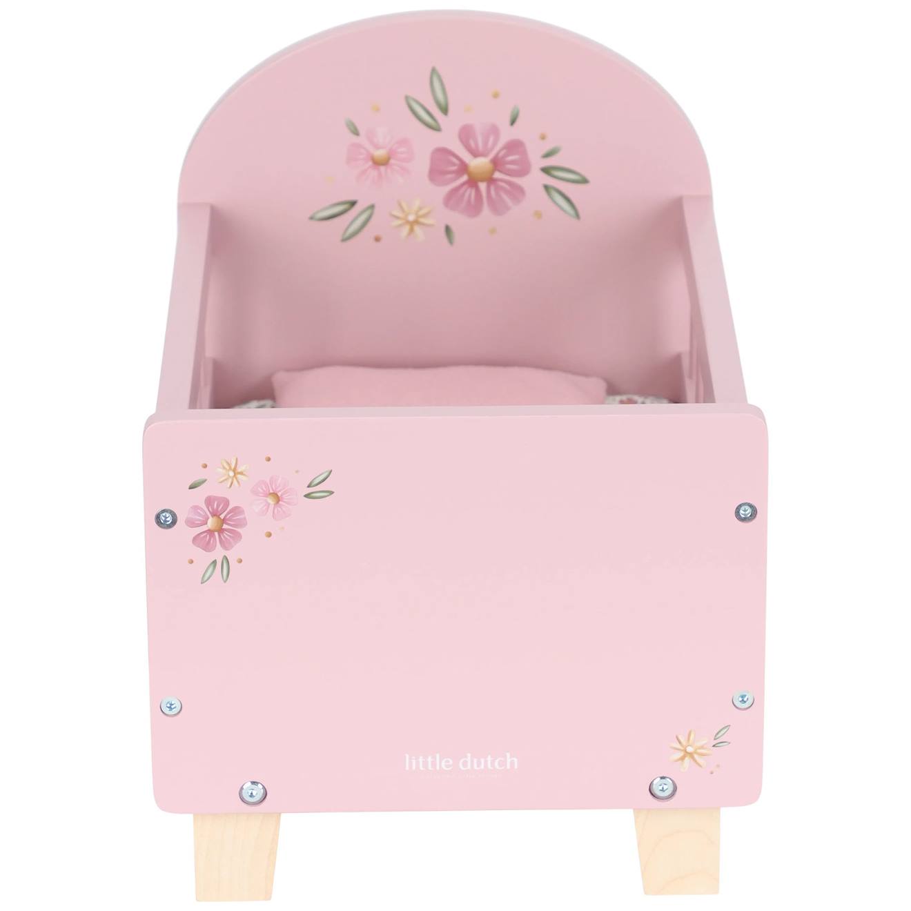 Howa Lit de poupée en bois miniflowers avec appareil mobile incl. literie apricot 2160