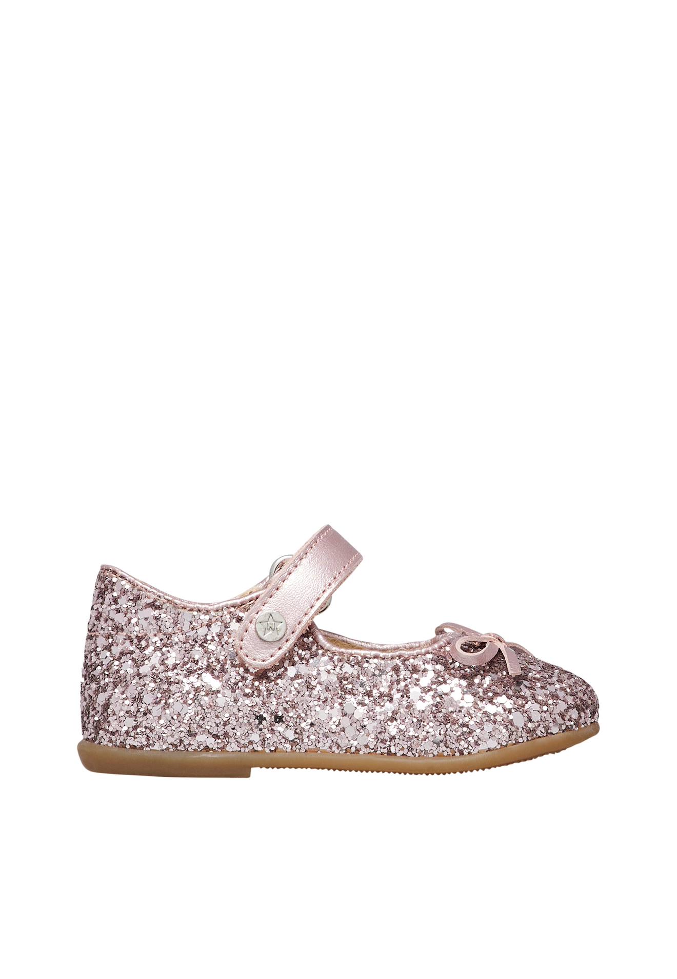 Ballerines En Cuir Et Tissu Pailleté Ballet Rose-