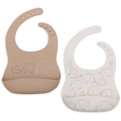 Puériculture-Repas-Lot de 2 bavoirs en silicone elephant tales