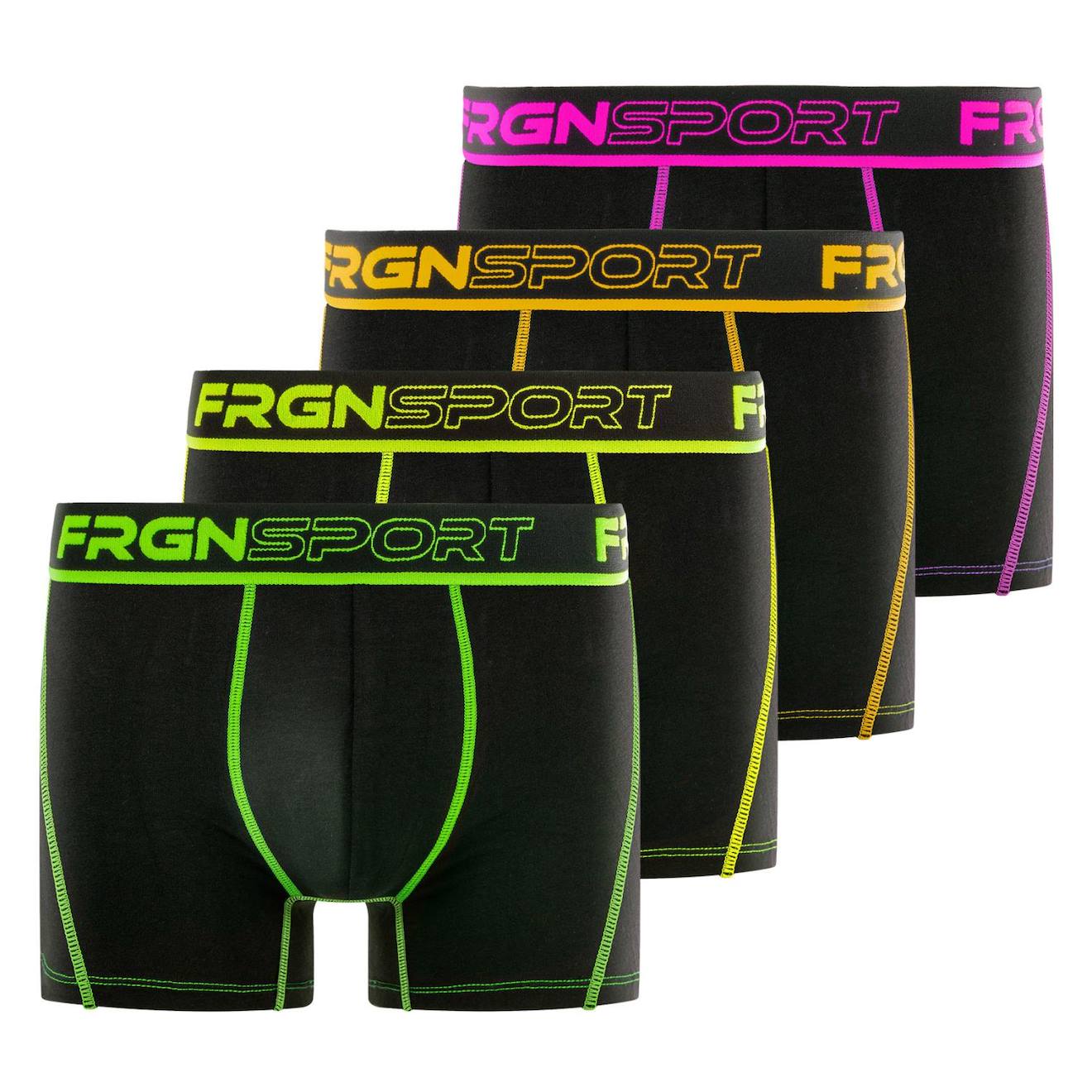 Lot De 4 Boxers Dynamic Soft Touch Avec Surpiqûres Mark Noir/jaune/rouge/rose/vert