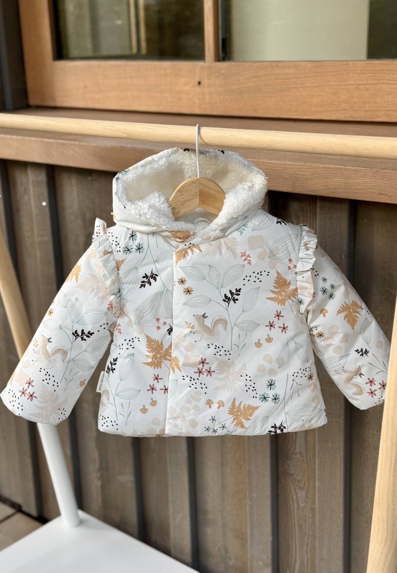 Doudoune Bébé Imperméable Doublée Sherpa Avec Capuche Bloom Ecru