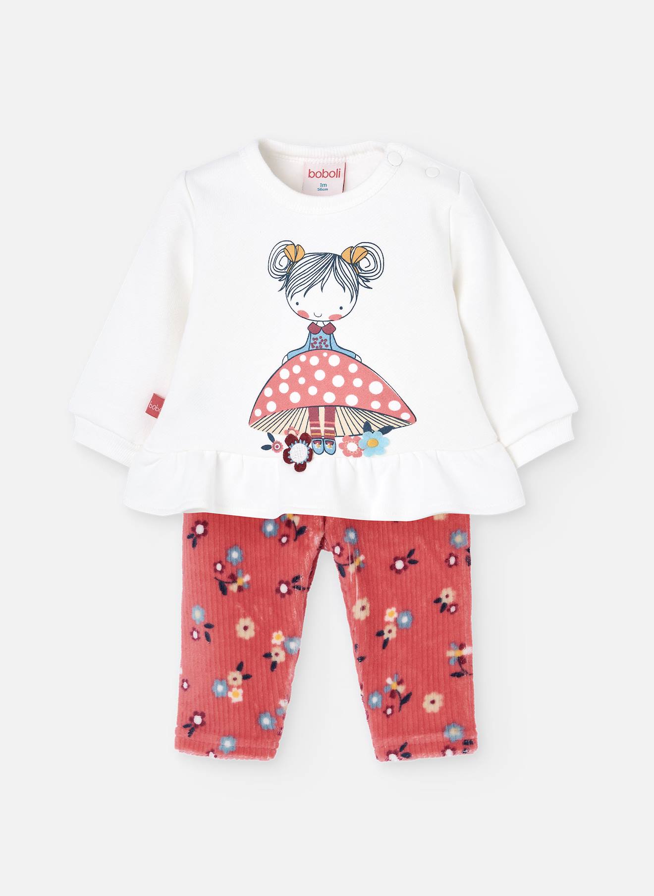 Ensemble Bébé En Maille Avec Fleurs Rose