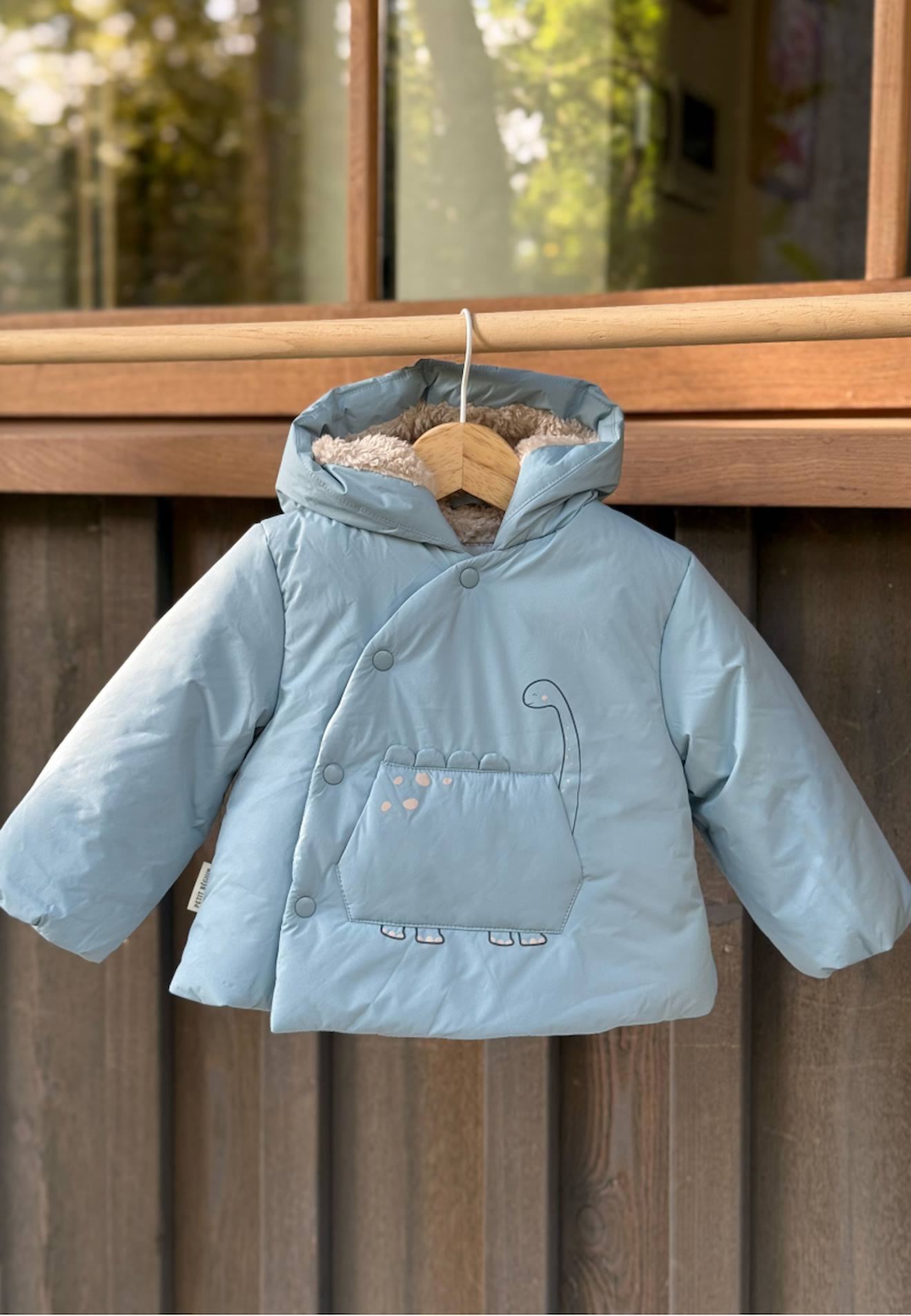 Doudoune Bébé Imperméable Doublée Sherpa Avec Capuche Nino Bleu