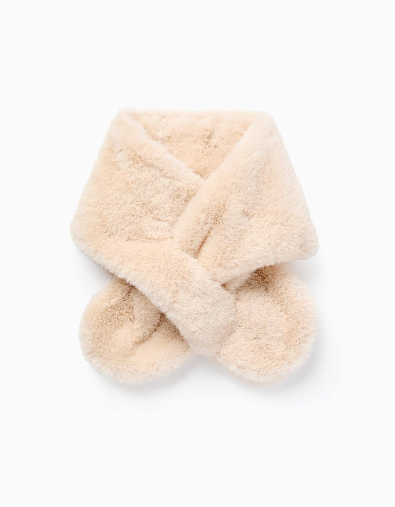 Écharpe En Peluche Douce Synthétique Avec Ouverture Gris Clair