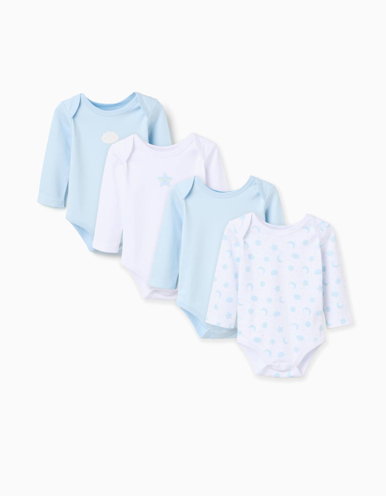 Lot De 4 Bodies En Coton Moon & Star Multicolore