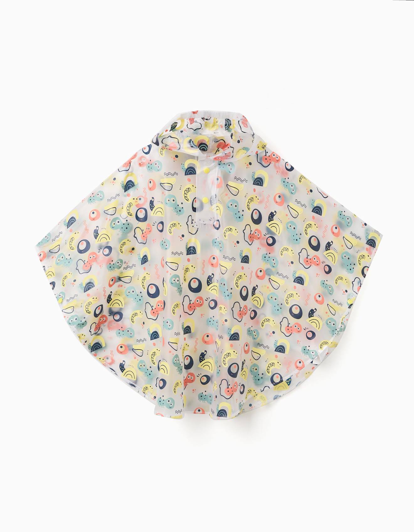 Poncho Imperméable À Capuche Avec Motif Jaune