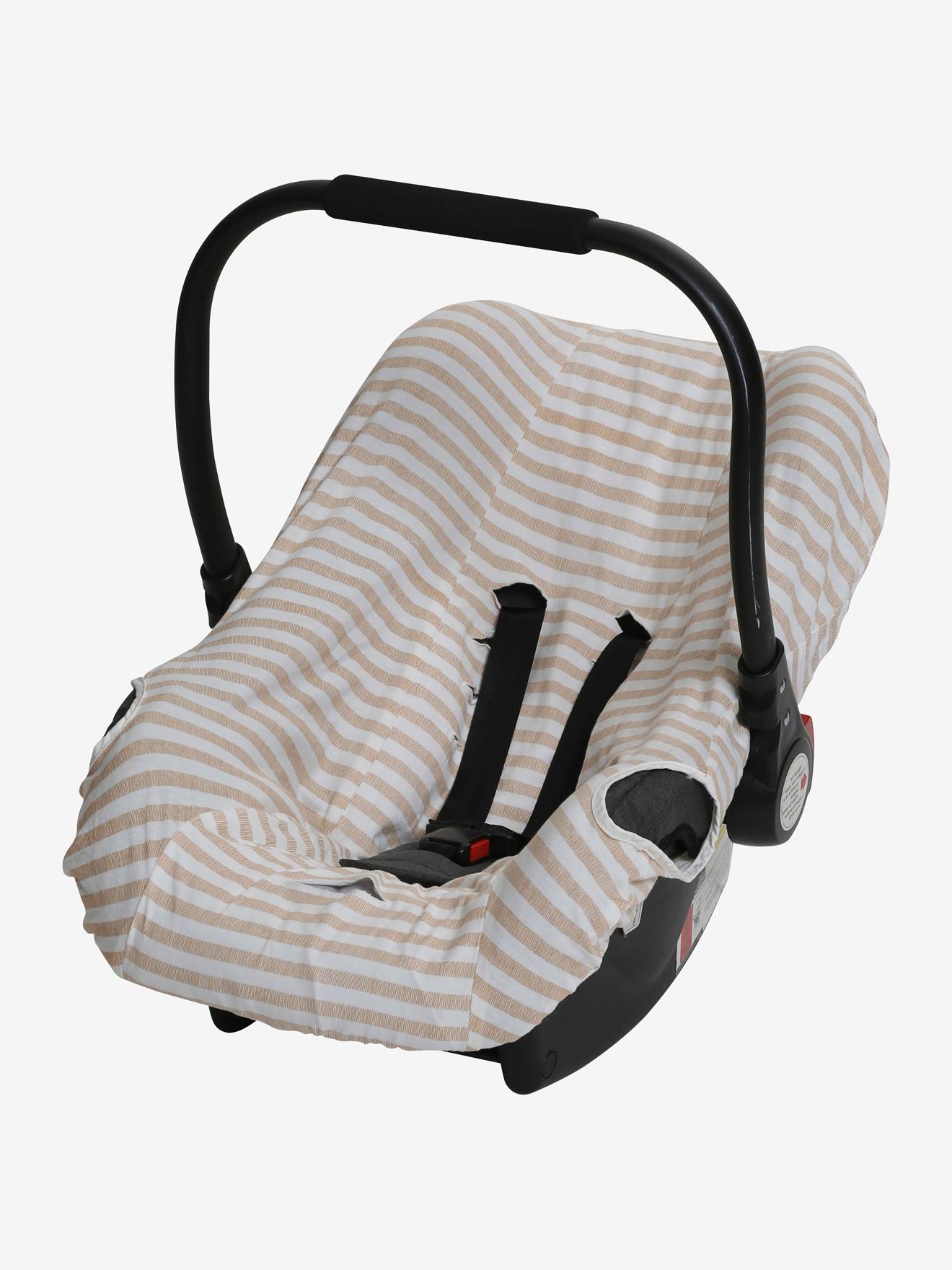 Housse élastiquée pour siège coque 0+ rayé beige (Vertbaudet) - Image 2