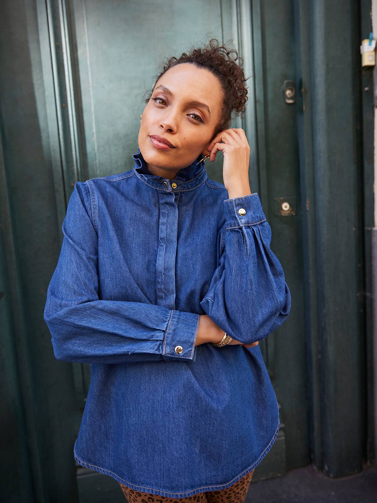 Blouse femme en jean Capsule mère-fille double stone