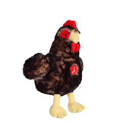 Jouet-Premier âge-Peluche - poule flammée sonore noire en peluche - 22 cm