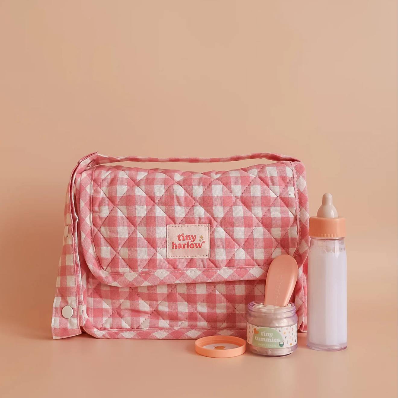 Sac À Langer Pour Poupée Avec Accessoires Vichy Rose, Blanc (Tiny Harlow) - Image 2