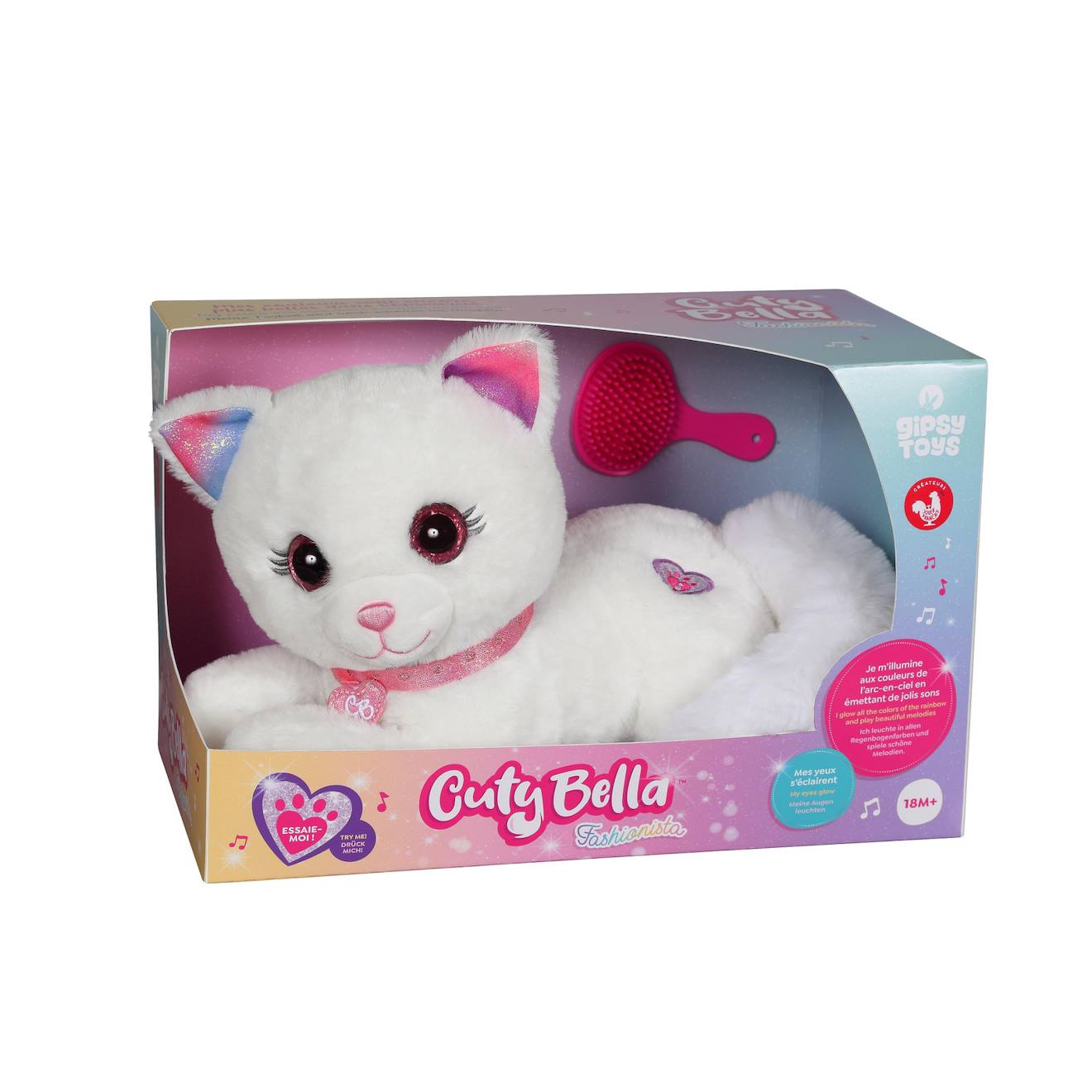 Peluche Interactive Chat 30cm- Cuty Bella Fashionista Blanc