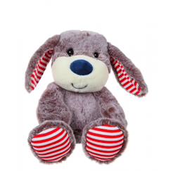 Jouet-Premier âge-Peluche - peluche les marinières - peluche chien marron rayures rouges - 24 cm