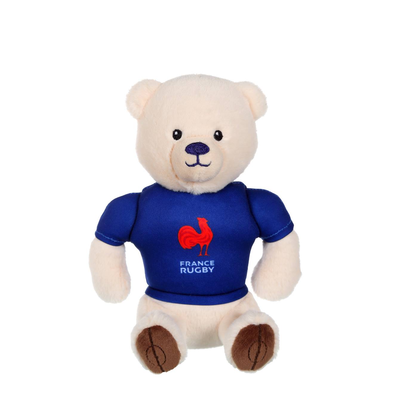 Peluche Ours Fédération Française De Rugby (ffr) - Peluche Officielle Sous Licence - 15 Cm Assis Blanc