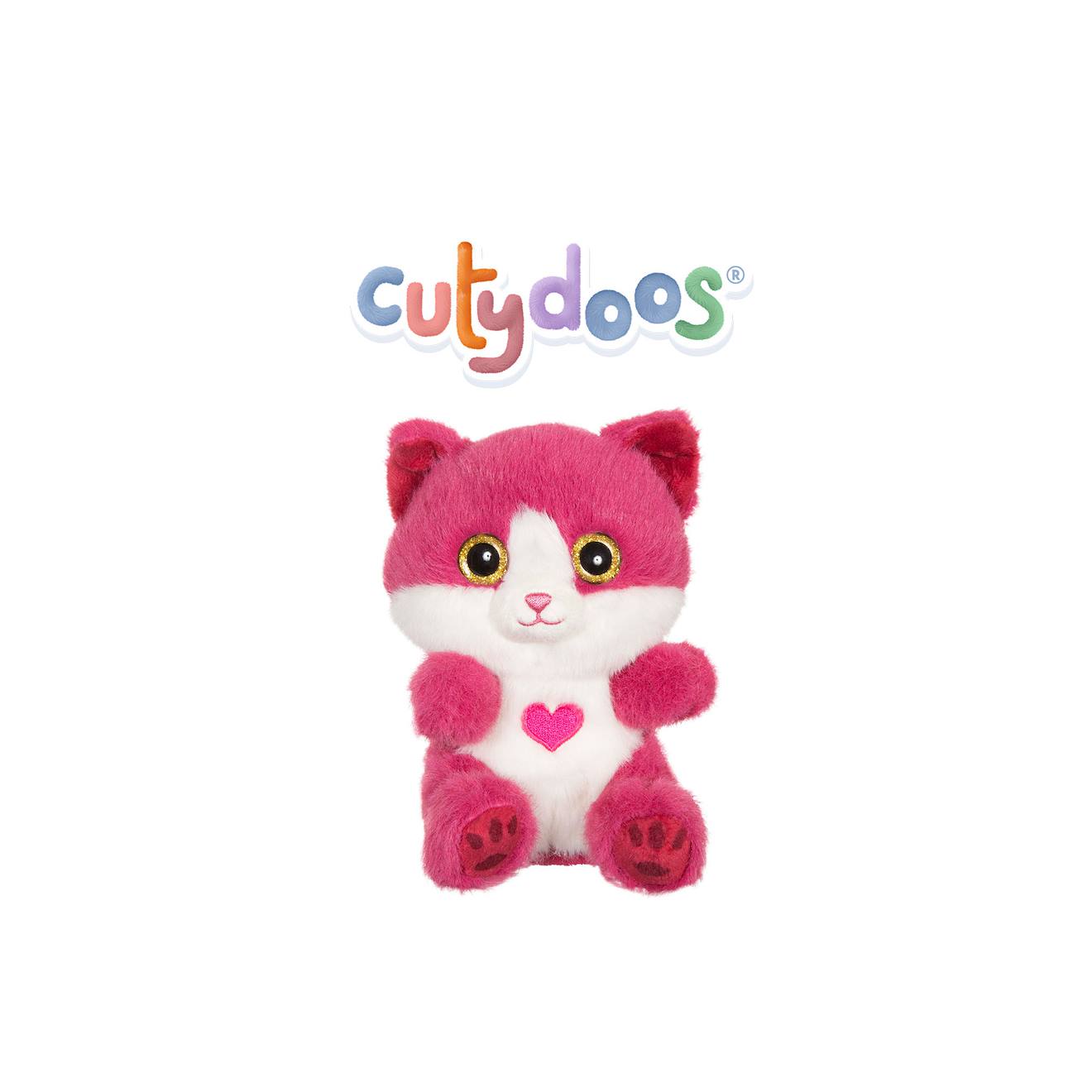 Peluche - Peluche Chat Rose Framboise Cutydoos Love - 13 Cm Rose